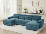 Hudson U Shape Corner Sofa Bed in Blue