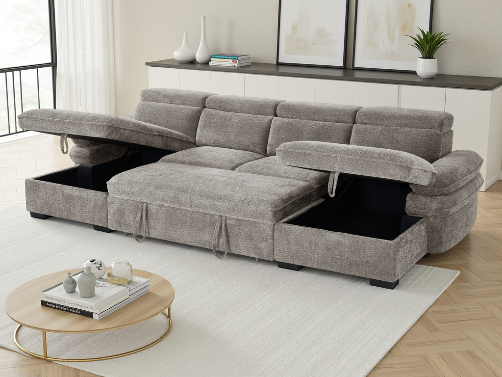 Hudson U Shape Corner Sofabed In Grey