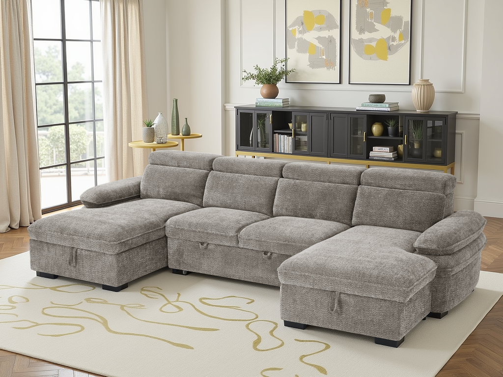 Hudson U Shape Corner Sofabed In Grey