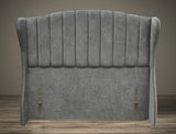 Eclipse Curved Winged Floor Standing Headboard In Plush Velvet Fabric