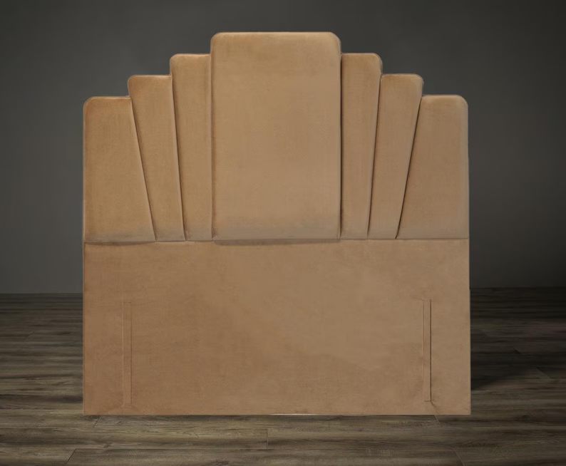 Phoenix Art Deco Floor Standing Headboard In Plush Velvet Fabric