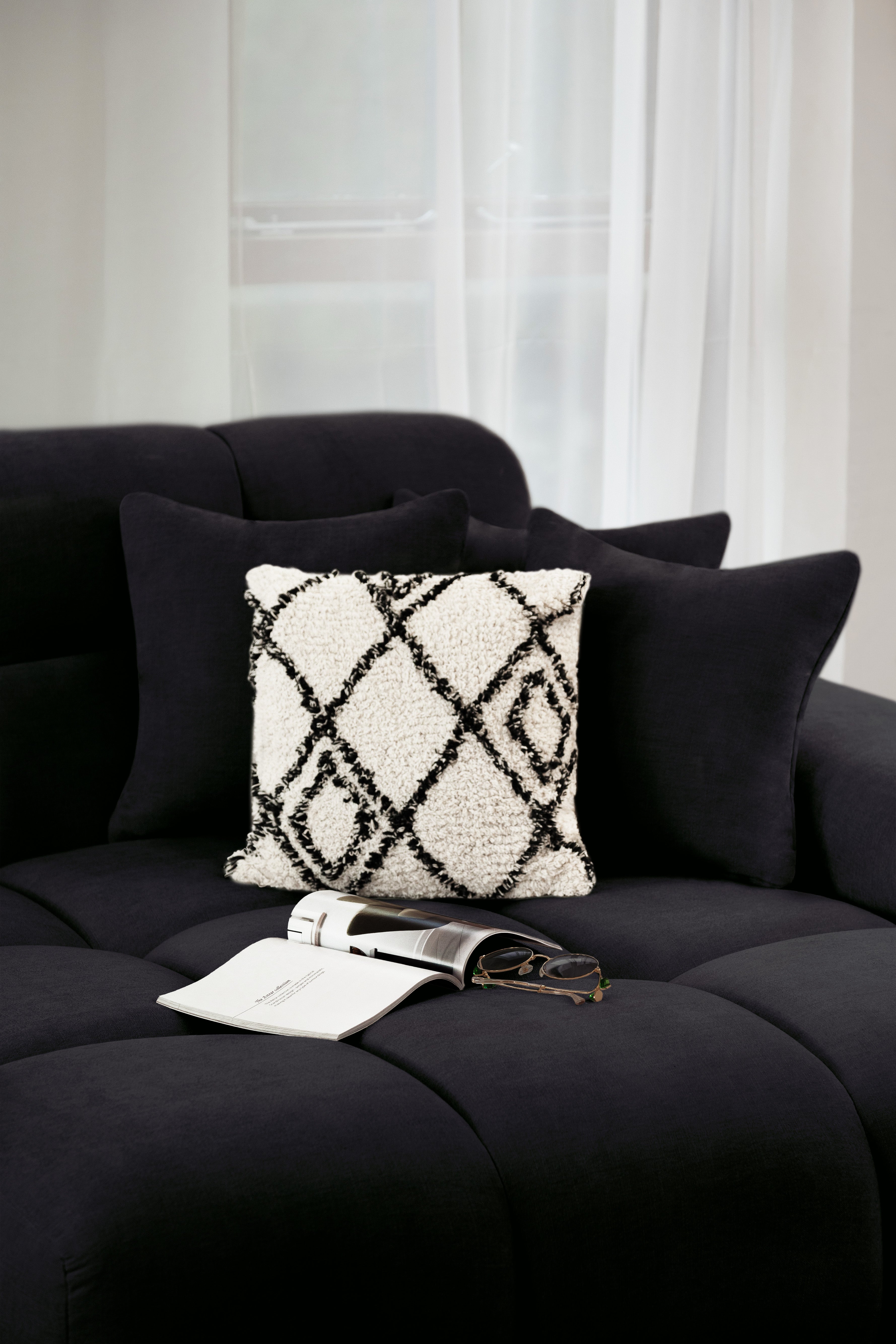 Jacob Left Hand Facing Corner Sofa In Black