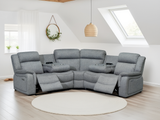 Linden Large Recliner Electric Corner Sofa In Grey