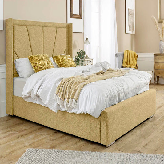 Tia Wingback Bed Frame in Linoso Fabric