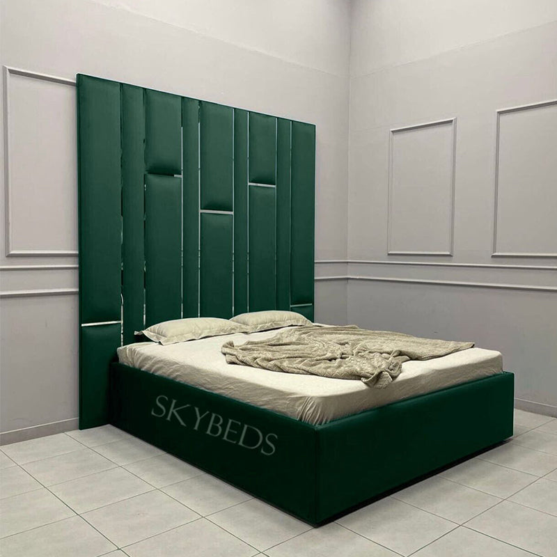 Matrix Bed Frame With Silver Mirror Finishing and High Headboard Sky Beds