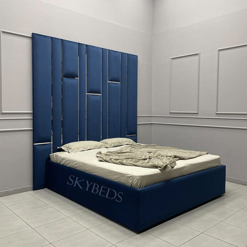 Matrix Bed Frame With Silver Mirror Finishing and High Headboard