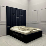 Matrix Bed Frame With Silver Mirror Finishing and High Headboard