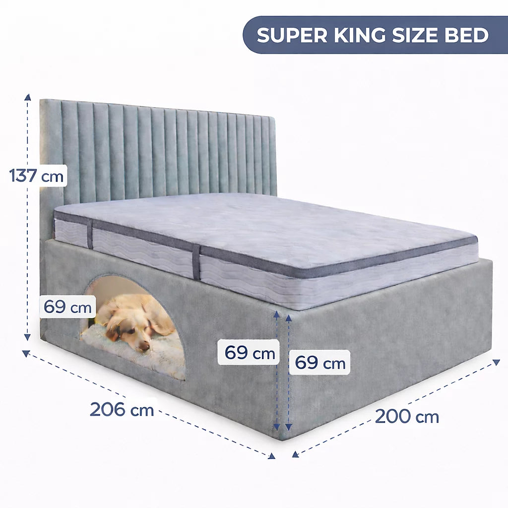 Mannor Modern Bed Frame with Built-In Dog Bed