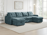 Moscow U Shape Corner Sofa bed in Blue