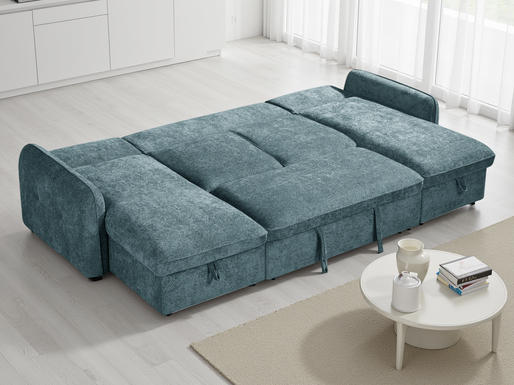 Moscow U Shape Corner Sofa bed in Blue
