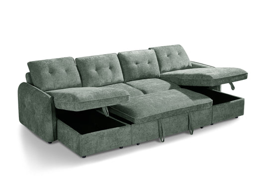 Moscow U Shape Corner Sofabed In Green