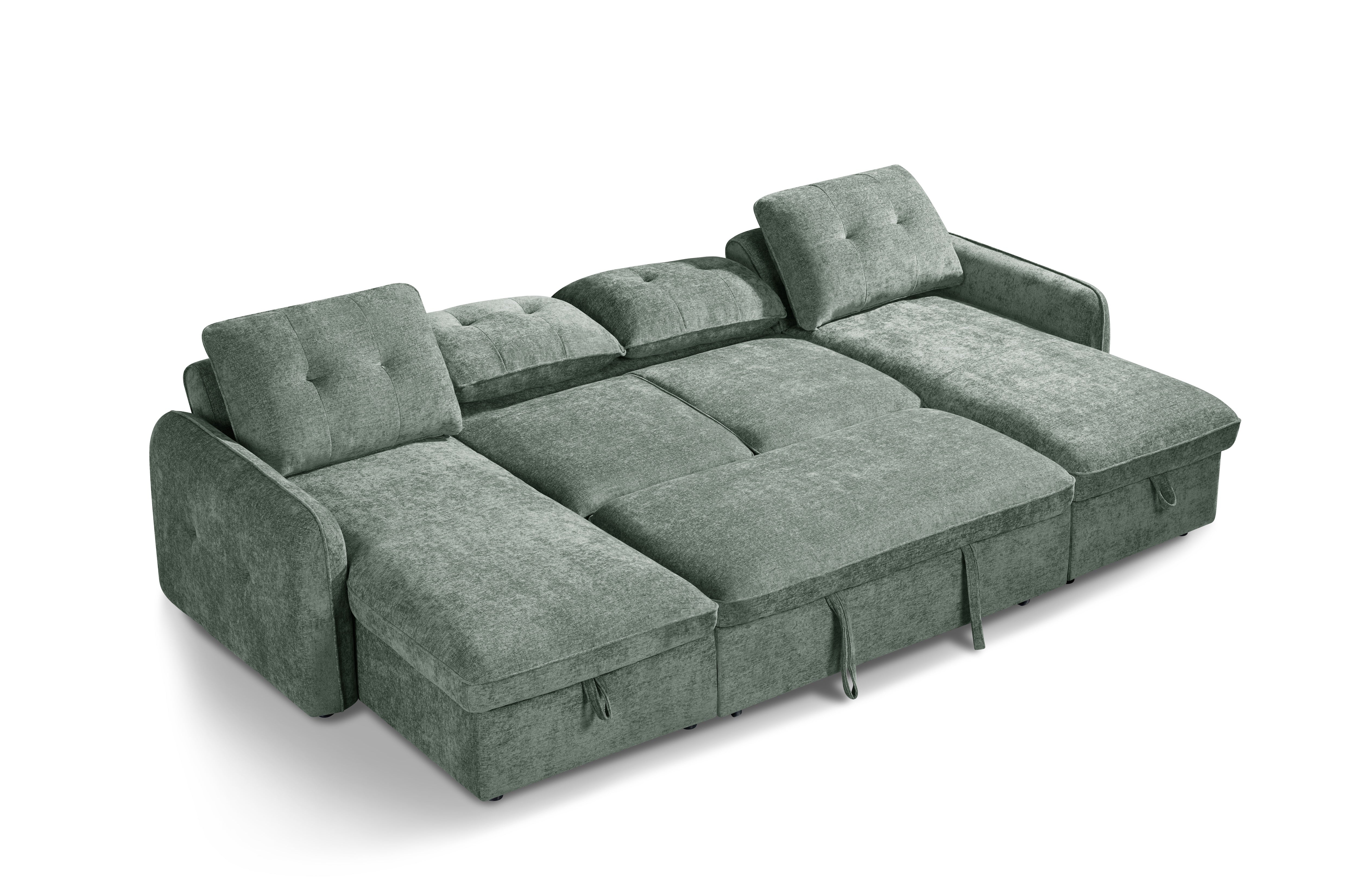 Moscow U Shape Corner Sofabed In Green