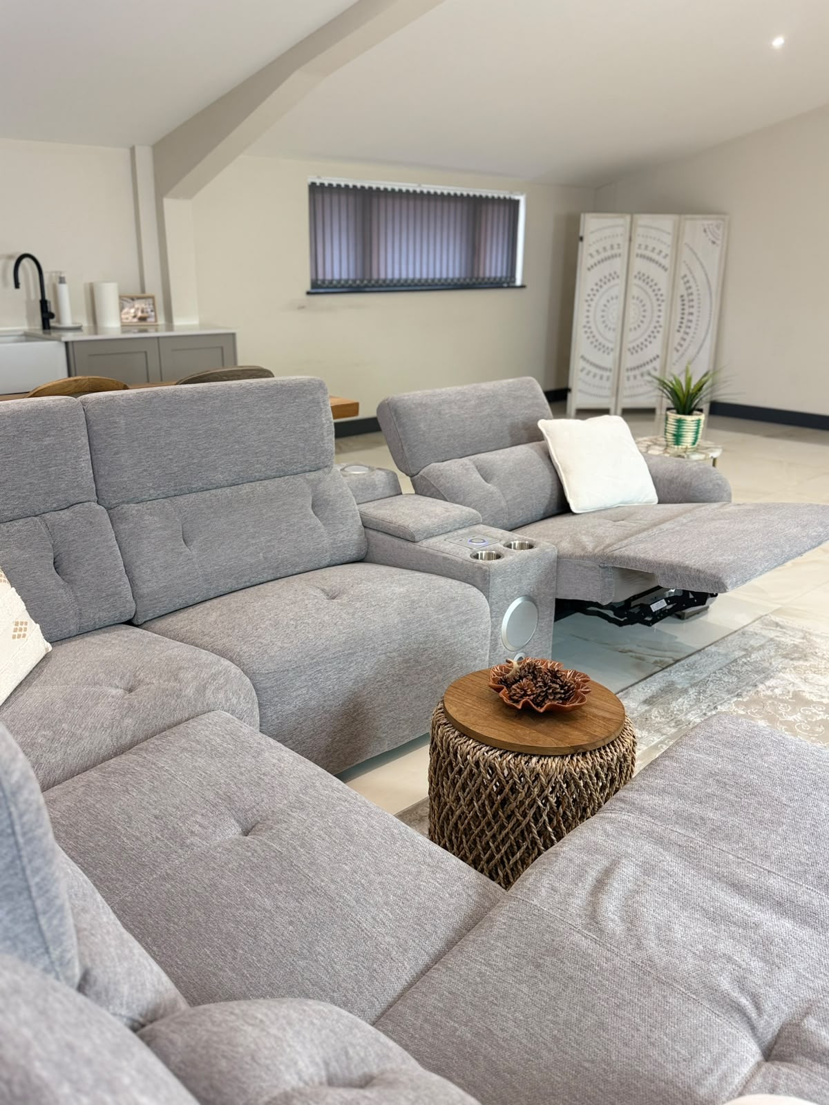 Ohio Electric Modular Large Recliner Corner Sofa In Grey