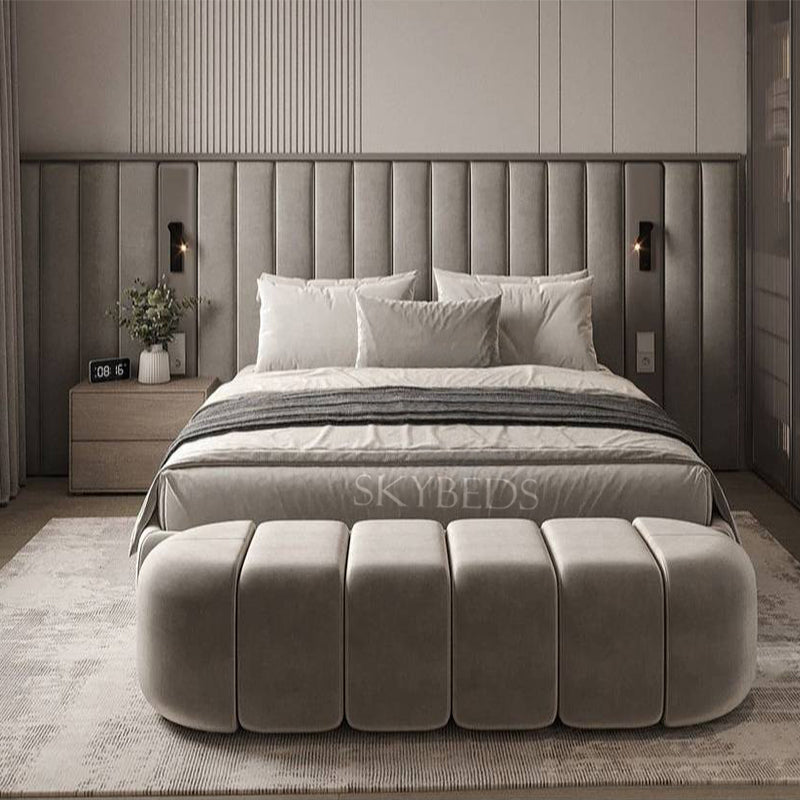 Calgary panelled Hotel Style Bed with Wide Headboard