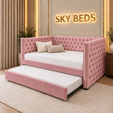 Brustol Upholstered Guest Room Single Trundle Sofabed