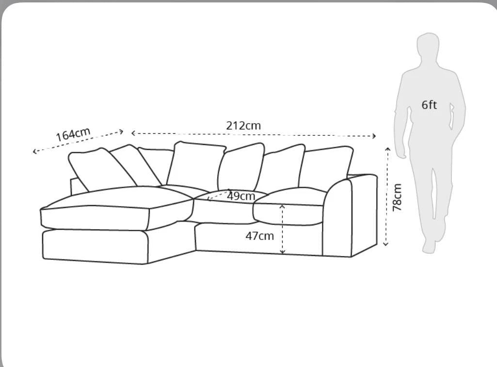 Lousiana Jumbo Cord 4 Seater Left and Right Hand Corner Sofa Suite Set Plus Footstool