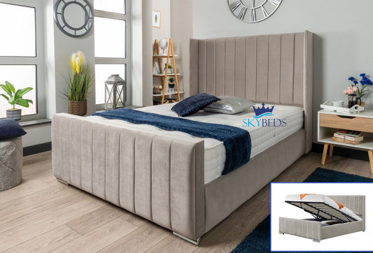 Line Style Winged Bed With Ottoman Storage
