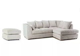 Lousiana Jumbo Cord 4 Seater Left and Right Hand Corner Sofa Suite Set Plus Footstool