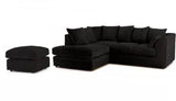 Lousiana Jumbo Cord 4 Seater Left and Right Hand Corner Sofa Suite Set Plus Footstool