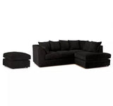 Lousiana Jumbo Cord 4 Seater Left and Right Hand Corner Sofa Suite Set Plus Footstool