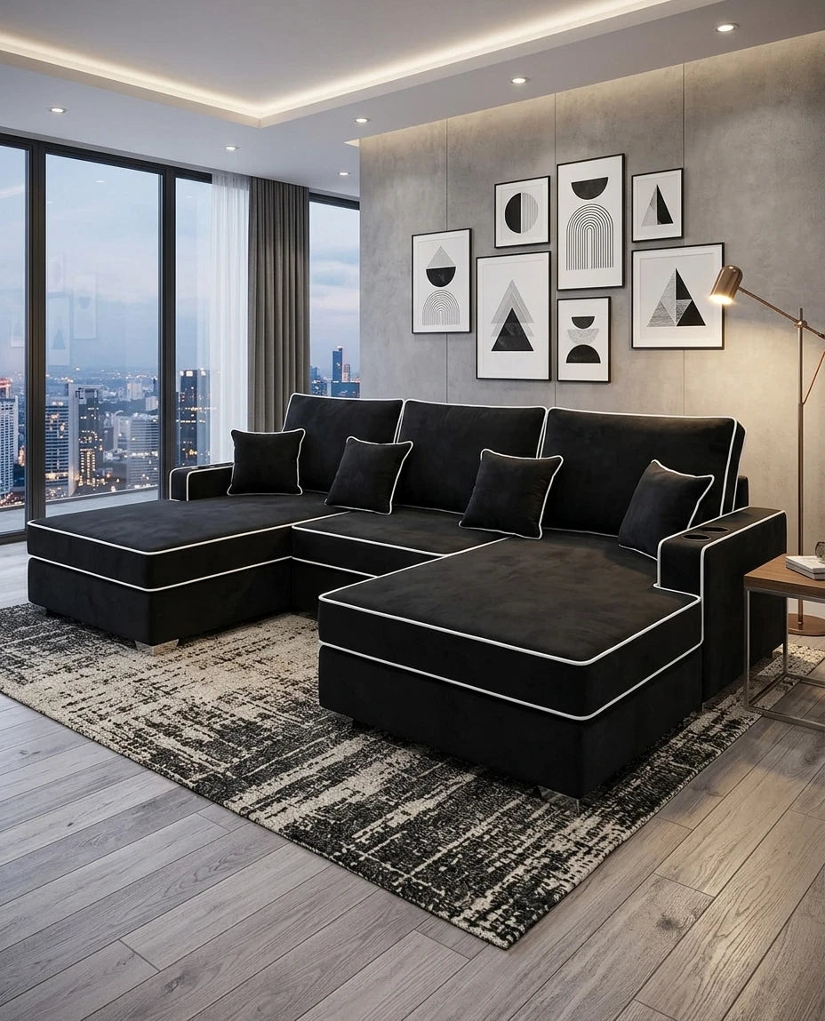 Huxford Cinema Sofa Bed | Deep Lounge Seating with Cup Holders