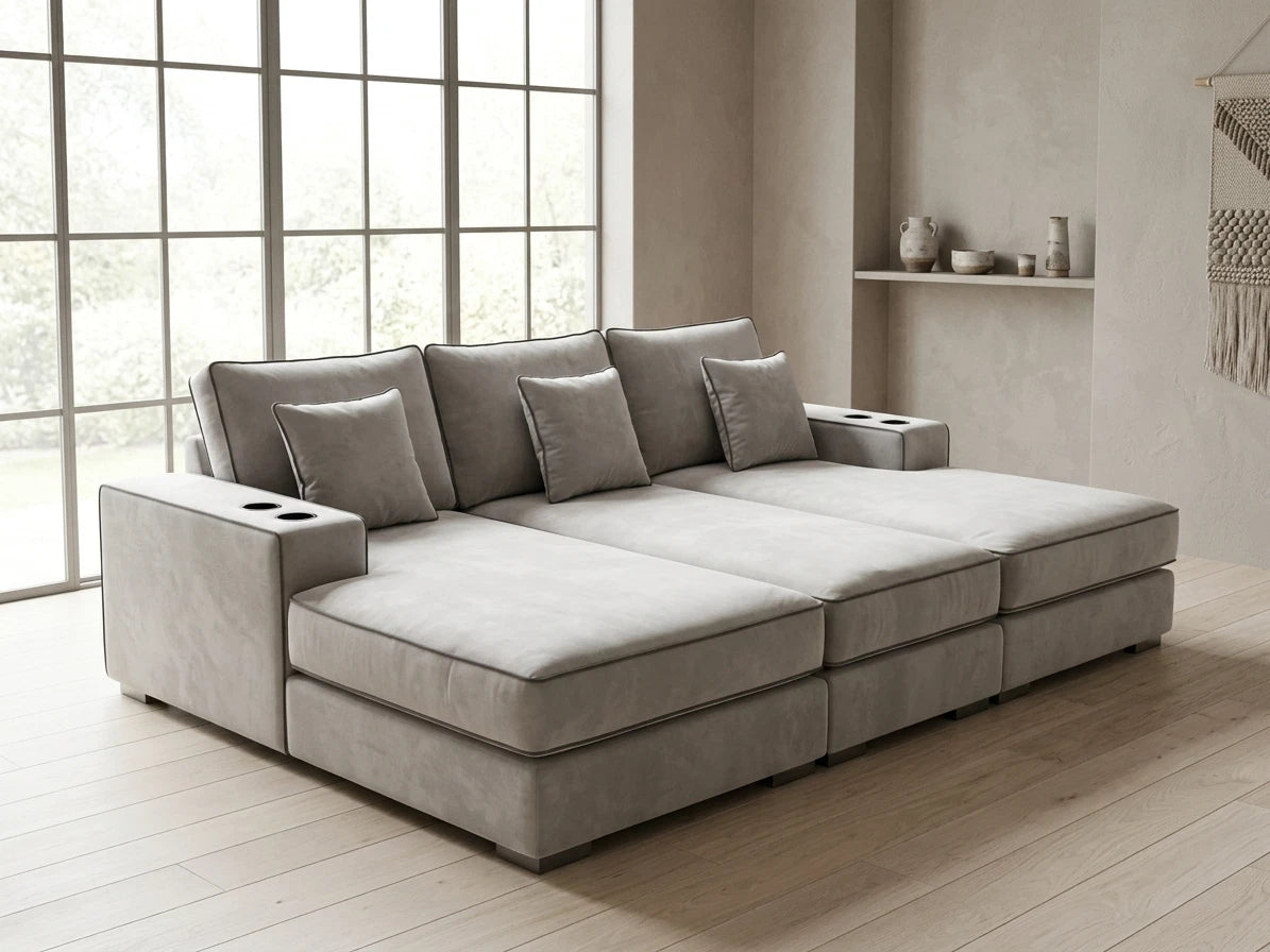 Huxford Cinema Sofa Bed | Deep Lounge Seating with Cup Holders