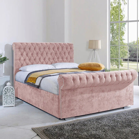 Inaya Chesterfield Sleigh Bed Frame