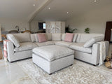 Santorini Large Corner Sofa with Footstool In Grey