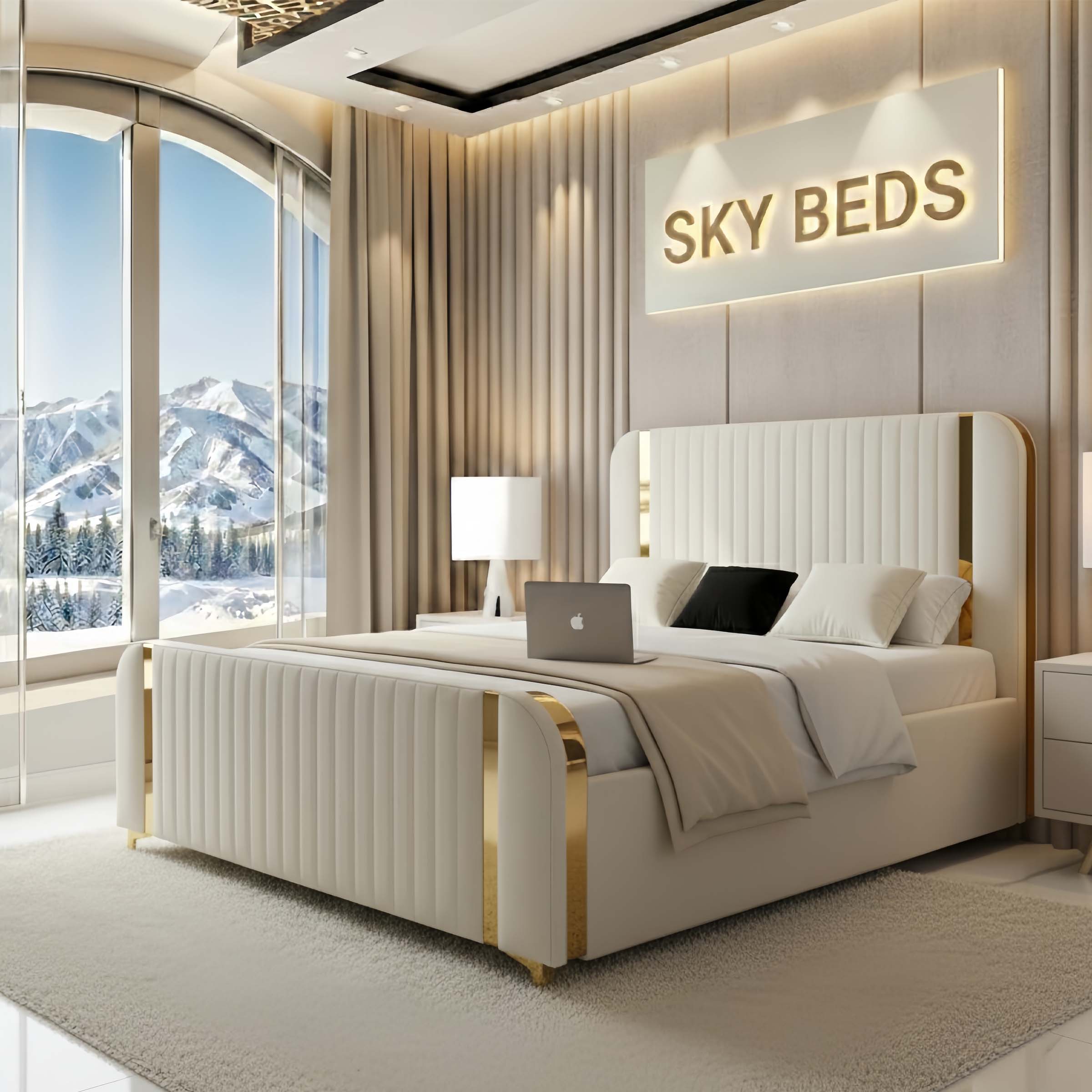 Savy Linestyle Upholstered Bed Frame