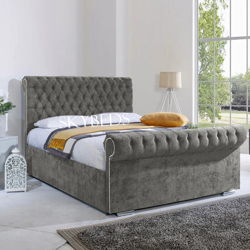 Inaya Chesterfield Sleigh Bed Frame