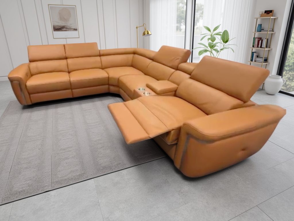 Somerville Modular Large Electric Recliner Corner Sofa In Tan