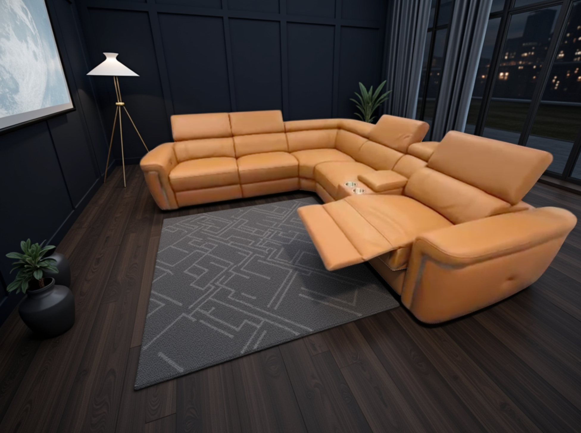 Somerville Modular Large Electric Recliner Corner Sofa In Tan