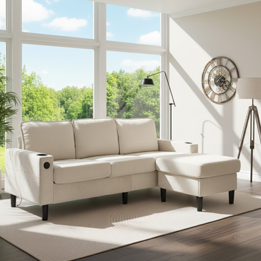 The Opulence Modern Lounge L-Shaped Sofa In Plush Velvet Fabric