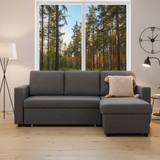 The Imperial Modern Lounge L-Shaped Sofa In Grey Plush Velvet Fabric