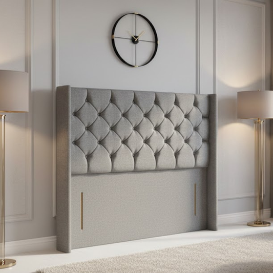 Boho Winged Chesterfield Headboard In Plush Velvet Fabric