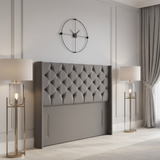 Alice Winged Chesterfield Floor Standing Headboard In Plush Velvet Fabric