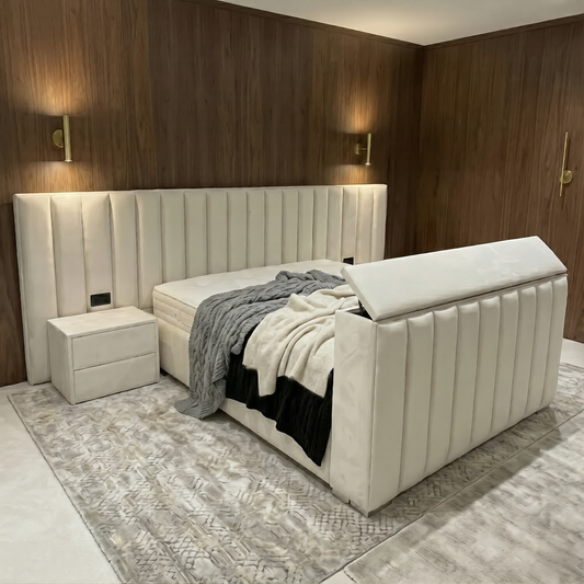 Titan Hotel Style TV Bed Frame with Wide Headboard