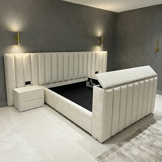 Titan Hotel Style TV Bed Frame with Wide Headboard