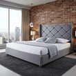 Aurora Winged Back Bed Frame With Geometric Diamond-Panel Design
